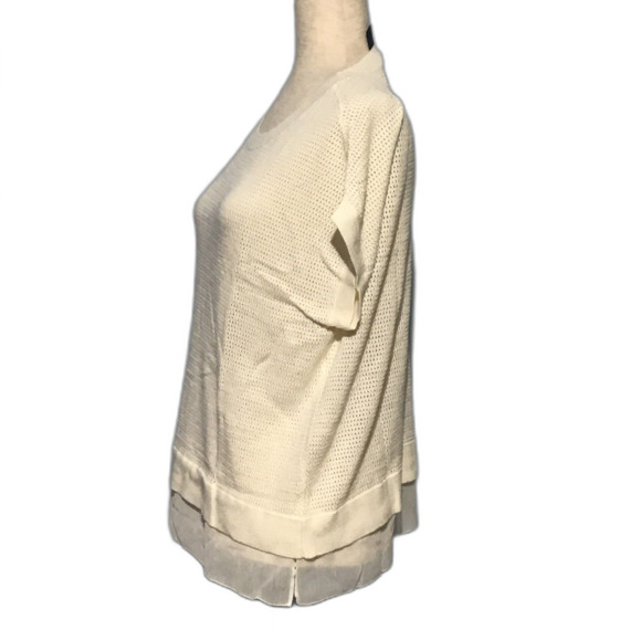 Ann Taylor Factory Cream Layered Knit Top Petite - Picture 2 of 8